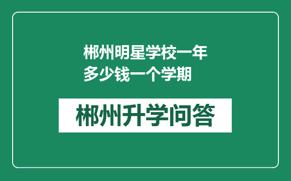 郴州明星学校一年多少钱一个学期