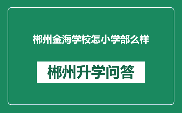 郴州金海学校怎小学部么样