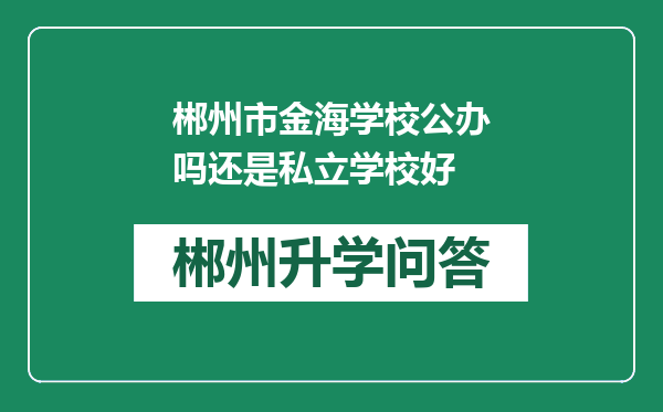 郴州市金海学校公办吗还是私立学校好
