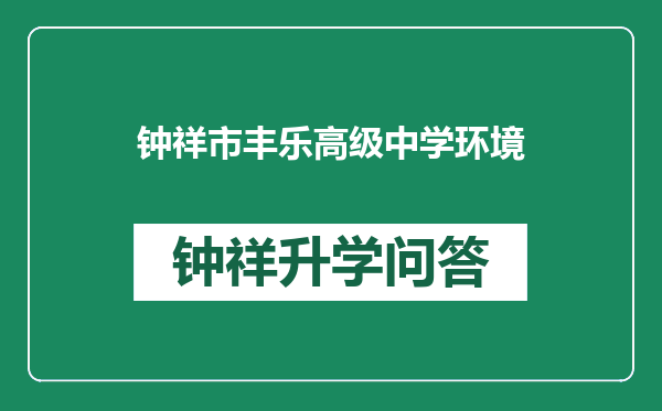 钟祥市丰乐高级中学环境