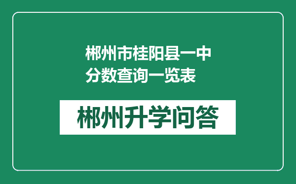 郴州市桂阳县一中分数查询一览表