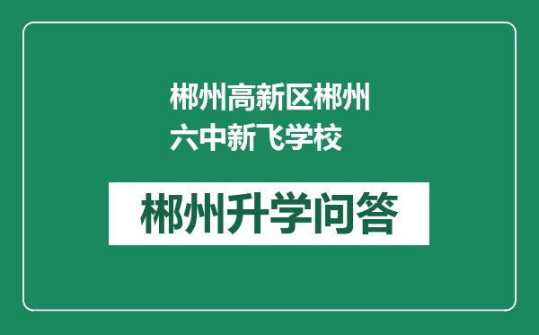 郴州高新区郴州六中新飞学校
