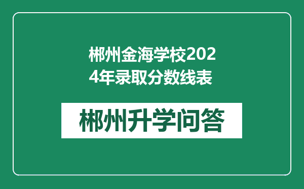 郴州金海学校2024年录取分数线表