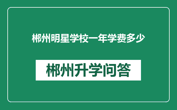 郴州明星学校一年学费多少