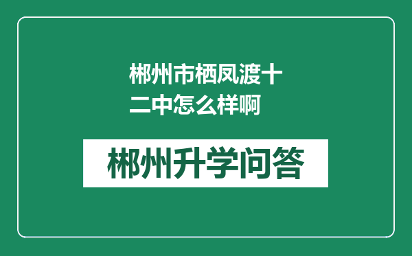 郴州市栖凤渡十二中怎么样啊