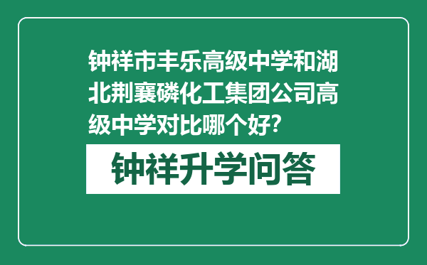钟祥市丰乐高级中学和湖北荆襄磷化工集团公司高级中学对比哪个好？
