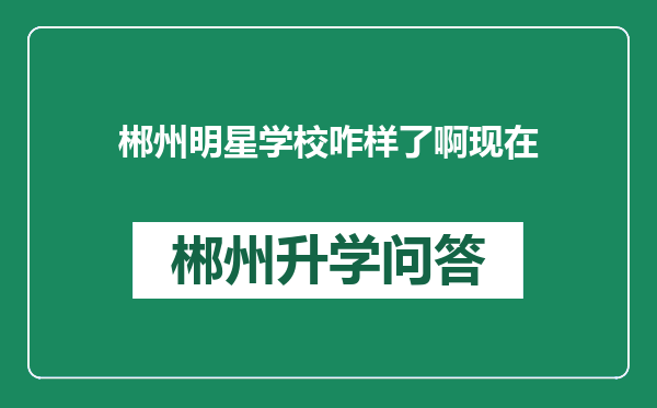 郴州明星学校咋样了啊现在