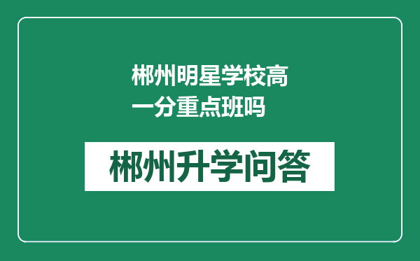 郴州明星学校高一分重点班吗