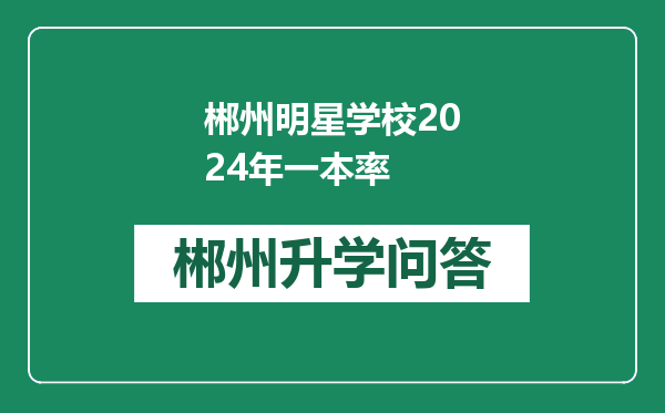 郴州明星学校2024年一本率