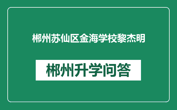 郴州苏仙区金海学校黎杰明