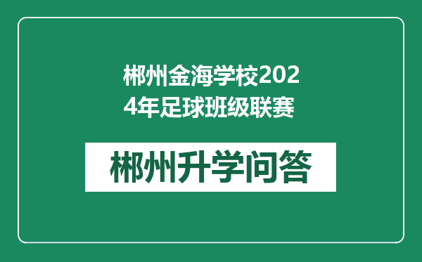 郴州金海学校2024年足球班级联赛
