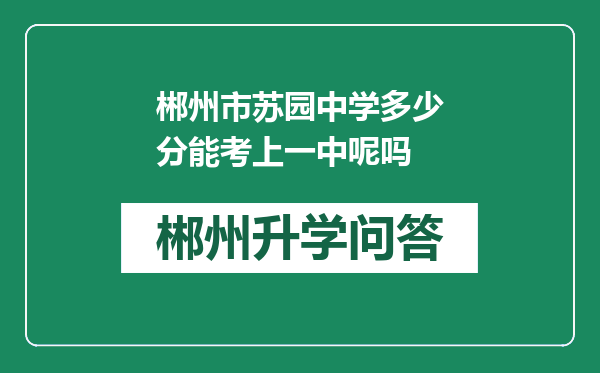 郴州市苏园中学多少分能考上一中呢吗