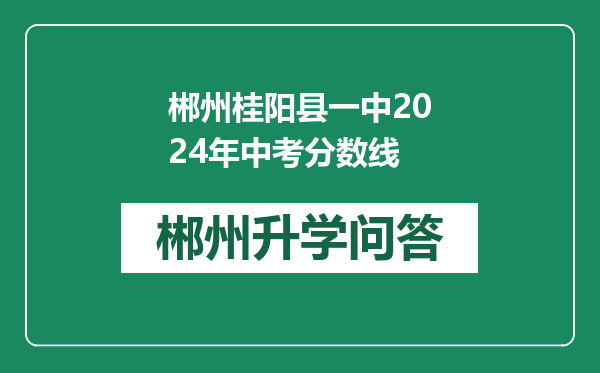 郴州桂阳县一中2024年中考分数线