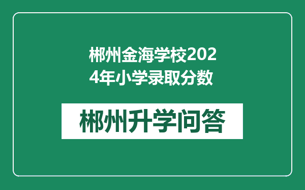 郴州金海学校2024年小学录取分数
