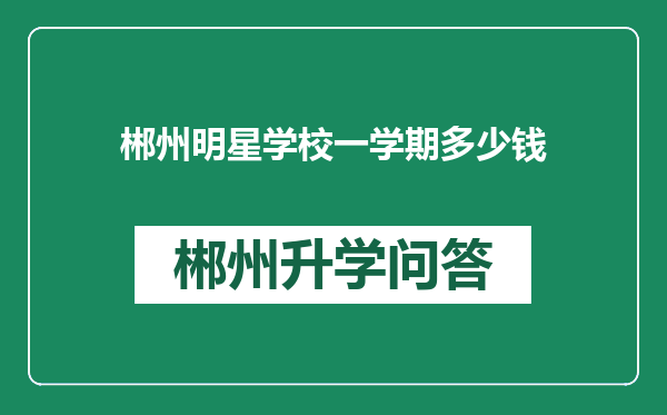 郴州明星学校一学期多少钱