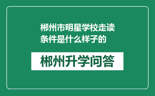郴州市明星学校走读条件是什么样子的
