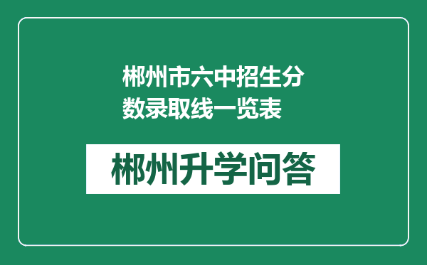 郴州市六中招生分数录取线一览表