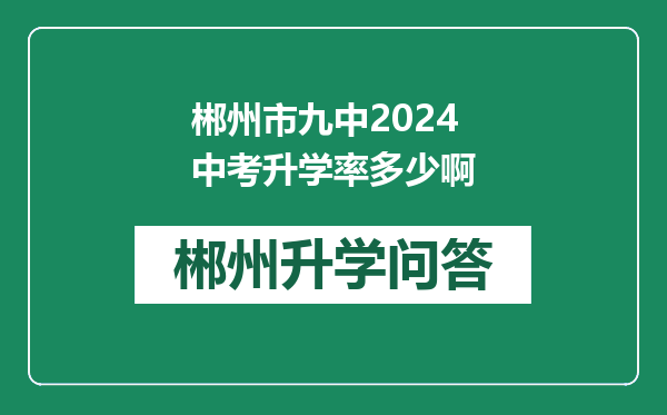郴州市九中2024中考升学率多少啊