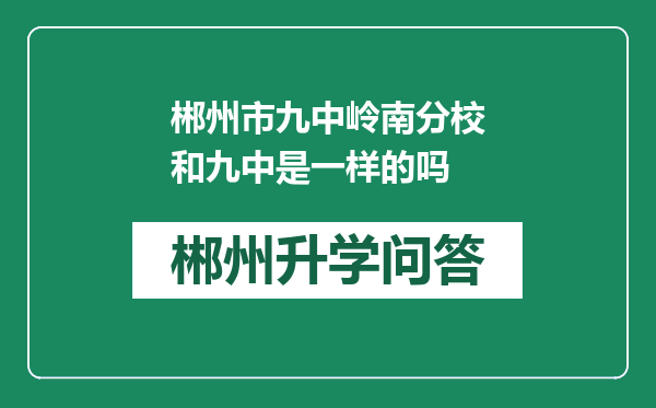 郴州市九中岭南分校和九中是一样的吗