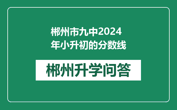 郴州市九中2024年小升初的分数线