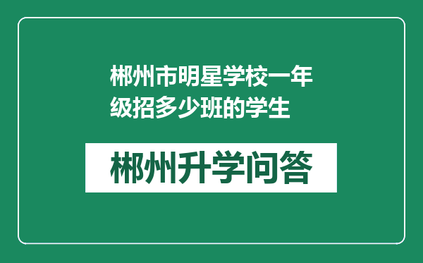 郴州市明星学校一年级招多少班的学生