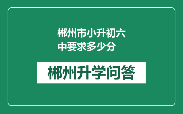 郴州市小升初六中要求多少分