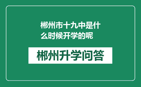 郴州市十九中是什么时候开学的呢