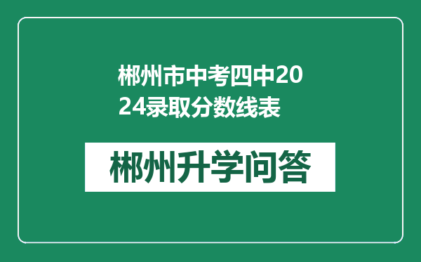 郴州市中考四中2024录取分数线表
