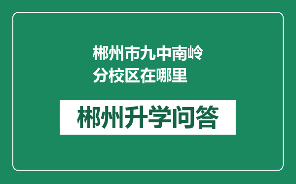 郴州市九中南岭分校区在哪里