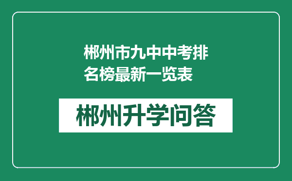 郴州市九中中考排名榜最新一览表