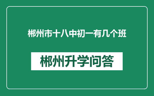 郴州市十八中初一有几个班