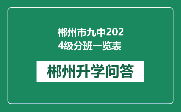 郴州市九中2024级分班一览表