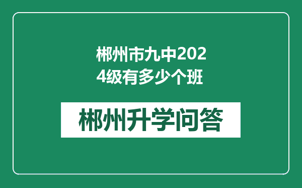郴州市九中2024级有多少个班