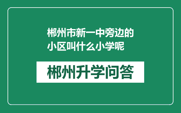 郴州市新一中旁边的小区叫什么小学呢