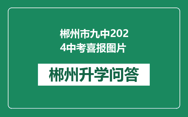 郴州市九中2024中考喜报图片