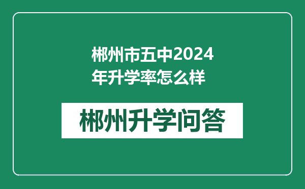 郴州市五中2024年升学率怎么样