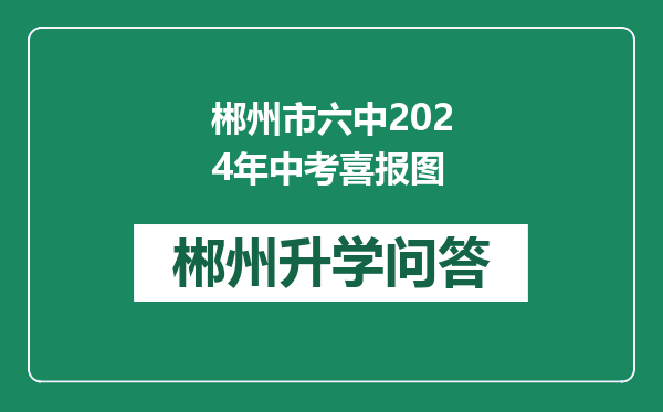 郴州市六中2024年中考喜报图