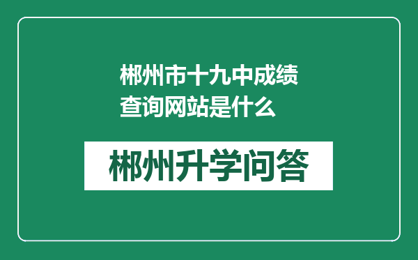 郴州市十九中成绩查询网站是什么