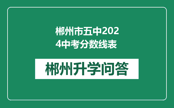 郴州市五中2024中考分数线表