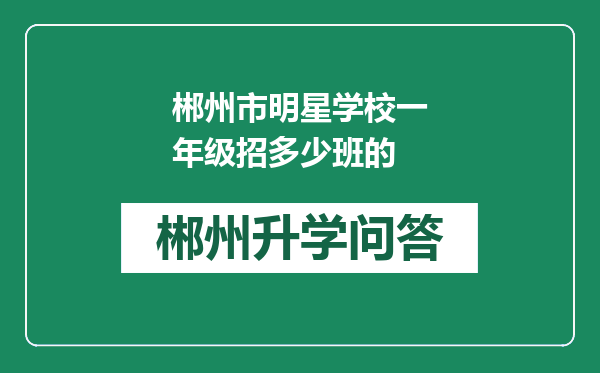 郴州市明星学校一年级招多少班的