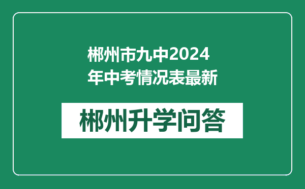 郴州市九中2024年中考情况表最新
