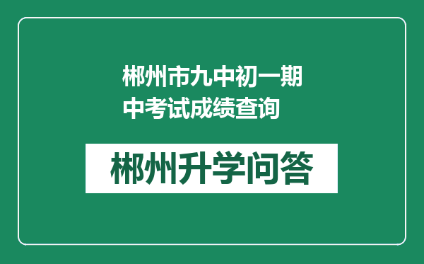 郴州市九中初一期中考试成绩查询