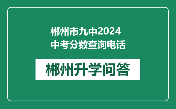 郴州市九中2024中考分数查询电话