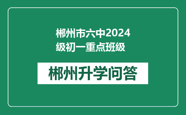 郴州市六中2024级初一重点班级