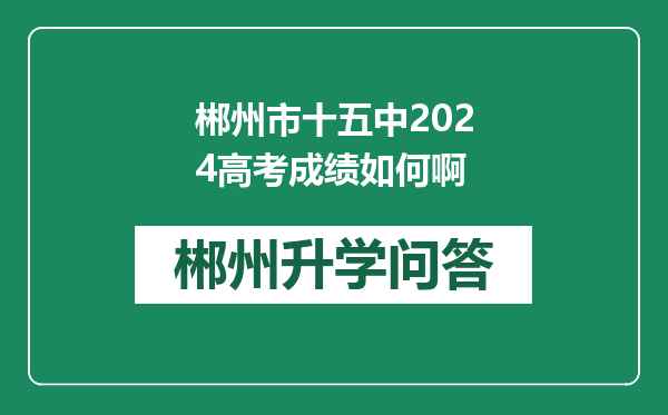 郴州市十五中2024高考成绩如何啊