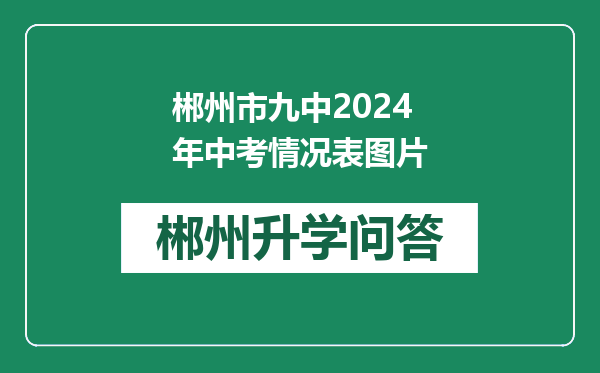 郴州市九中2024年中考情况表图片