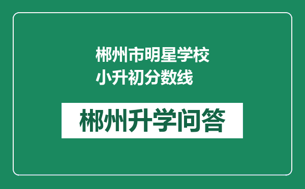 郴州市明星学校小升初分数线