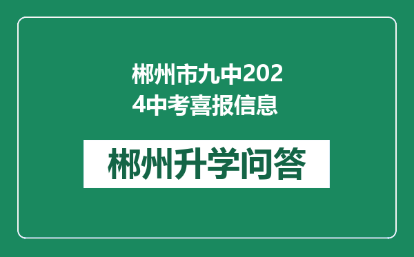 郴州市九中2024中考喜报信息