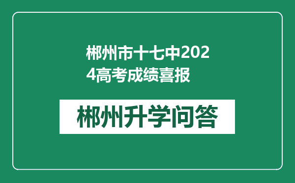 郴州市十七中2024高考成绩喜报