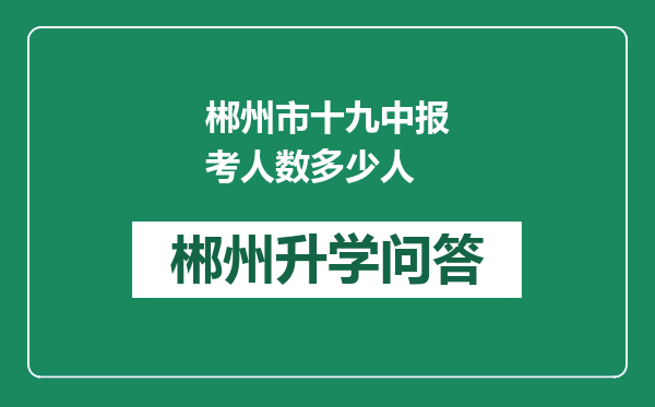 郴州市十九中报考人数多少人